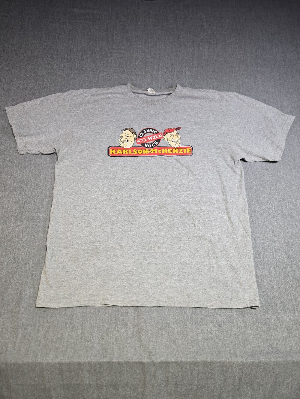 WZLX 100.7 Classic Rock Karlson & McKenzie Radio T Shirt Mens XL Heather Gray